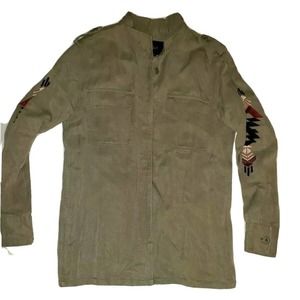 Rails Elliott Embroidered ButtonDown Shirt Sage Olive Green Aztec Size Small‎